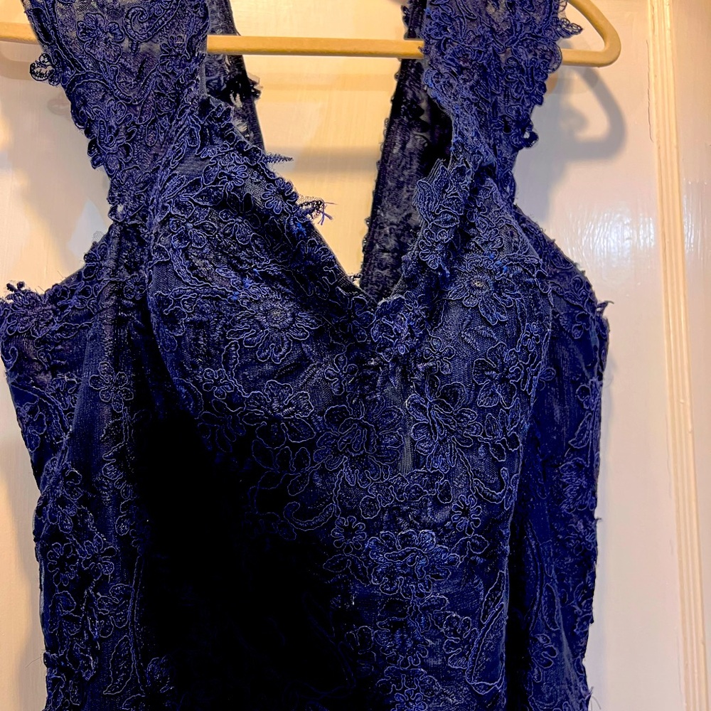 Elegant Navy Lace Dress